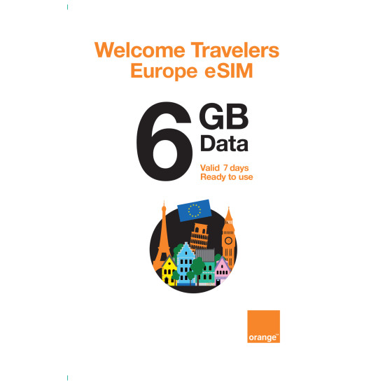 Travelers Weekend eSIM Europe 6GB (Data only) Valid For 7 Days (Coming Soon)
